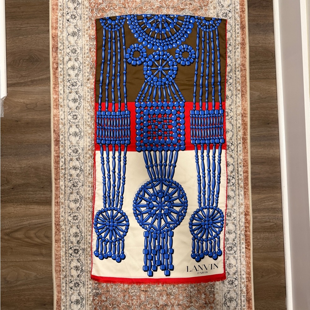 Lanvin Blue and Brown Geometric Scarf